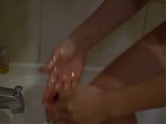 Close up: Washing my feet in the shower